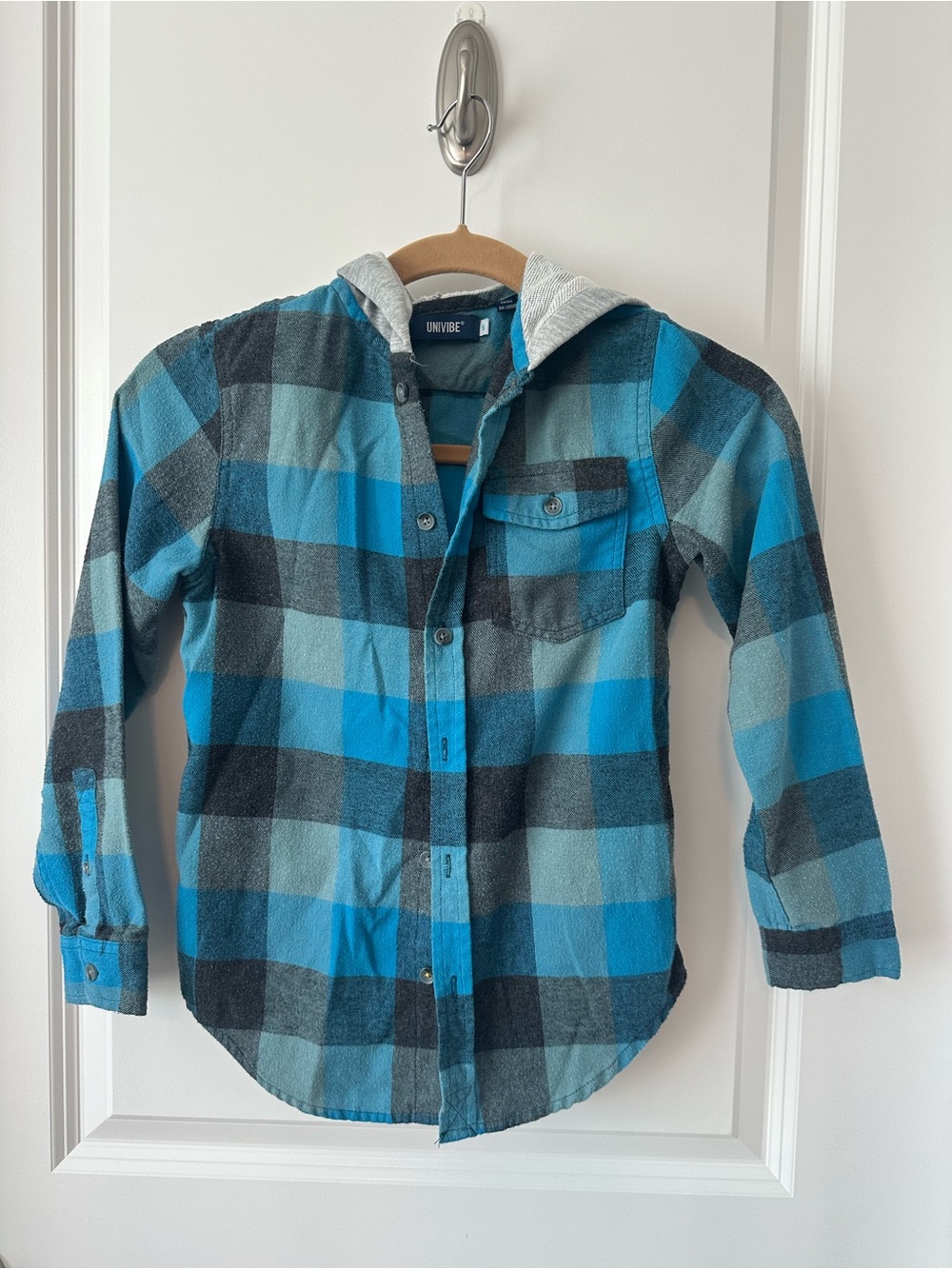 Univibe Plaid Hooded Button-Down Shirt